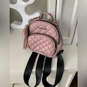STEVE MADDEN Pink Small Quilted Trendy Tassel Backpack  Women's Vegan Leather
